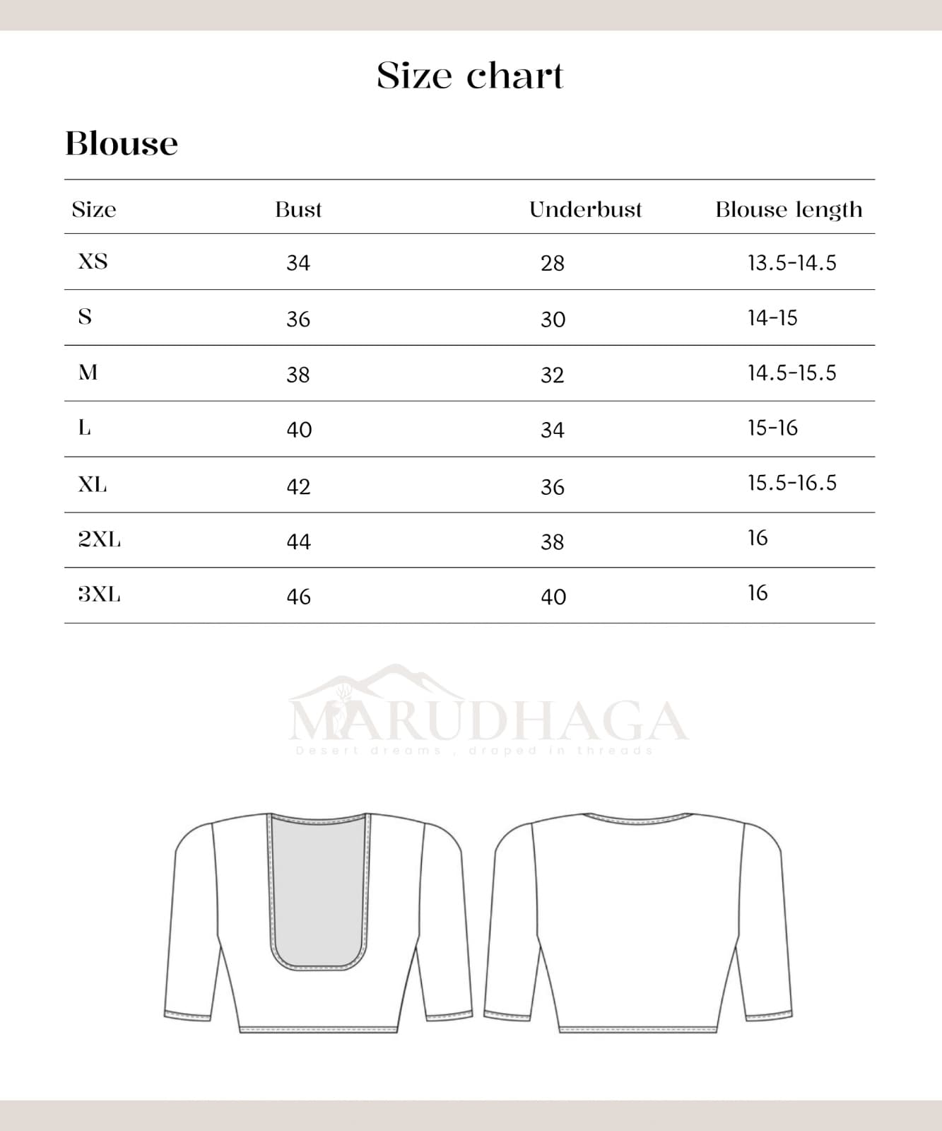 Blouse Size Guide