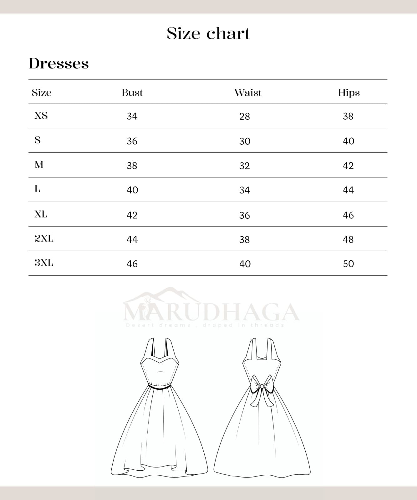 Dresses Size Guide