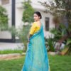 Yellow & Teal Blue Embroidered Lehenga Choli with Dupatta | Elegant Ethnic Wear for Women – Marudhaga