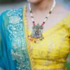 Yellow & Teal Blue Embroidered Lehenga Choli with Dupatta | Elegant Ethnic Wear for Women – Marudhaga