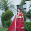 Red Bandhani Lehenga Choli with Heavy Dupatta | Traditional Designer Ethnic Wear for Women – Marudhaga