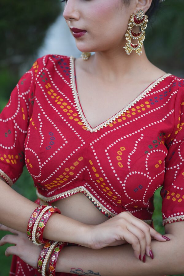 Red Bandhani Lehenga Choli with Heavy Dupatta | Traditional Designer Ethnic Wear for Women – Marudhaga