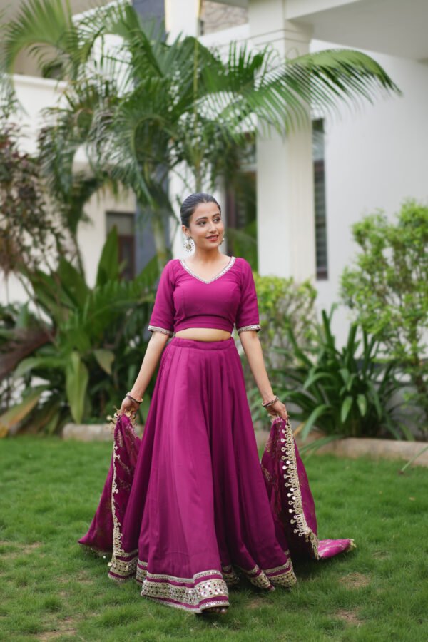 Wine Purple Lehenga Choli with Embroidered Dupatta | Designer Ethnic Wear for Women – Marudhaga