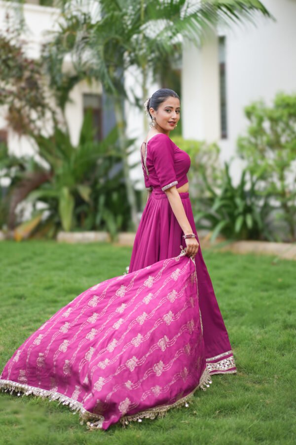 Wine Purple Lehenga Choli with Embroidered Dupatta | Designer Ethnic Wear for Women – Marudhaga