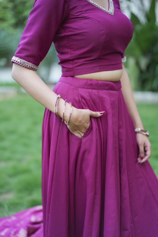 Wine Purple Lehenga Choli with Embroidered Dupatta | Designer Ethnic Wear for Women – Marudhaga