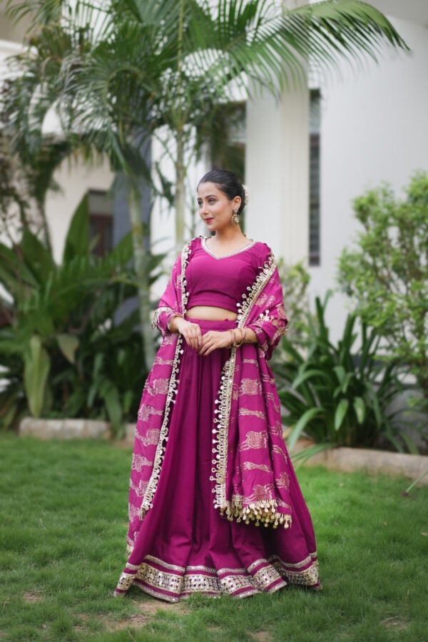Wine Purple Lehenga Choli with Embroidered Dupatta | Designer Ethnic Wear for Women – Marudhaga