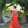 IMG_0150 Rust Orange Lehenga Choli with Geometric Embroidered Dupatta | Designer Ethnic Wear for Women – Marudhaga