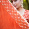 IMG_0152 Rust Orange Lehenga Choli with Geometric Embroidered Dupatta | Designer Ethnic Wear for Women – Marudhaga