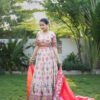 IMG_0158 Off-White Printed Lehenga Choli with Rani Pink Embroidered Dupatta | Designer Bridal Ethnic Wear – Marudhaga